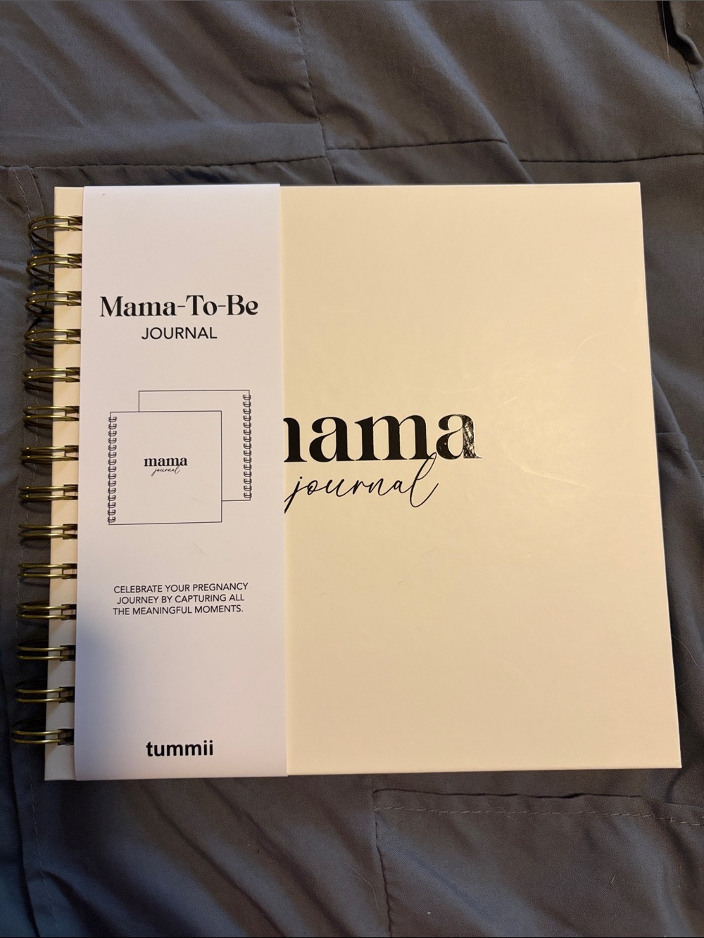 Mama-To-Be Journal in White with Gold Spiral